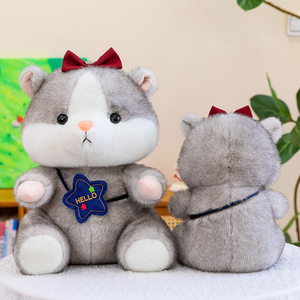 Peluche Hamster Mignonne en Gros et au Détail avec Nœud, Coussin Doux en Forme d'Animal en Peluche, Cadeau Apaisant pour Anniversaire d'Enfant <span class=keywords><strong>Fille</strong></span> - Product Image 6