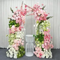 Chemin de table en fleurs d'hortensia vert et blanc, arrangement floral artificiel pour mariage, toile de fond, allée et centre de table