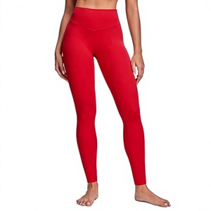 Leggings Rojos de Cintura Alta para Mujer, Tejido Sin Costuras, Elásticos, Transpirables y Cómodos para Yoga y Ejercicio - Product Image 1