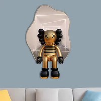Personnalisé Moderne Luxe 3D LED Mur Art Cristal Violent Ours Peinture Dessin Animé Anime Décor À La Maison Affiches pour Salon Néon Lumières