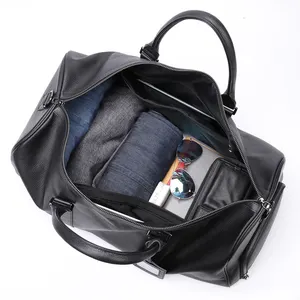 Marrant bolsa de viagem de couro genuíno, nova bolsa de viagem casual masculina impermeável de tamanho grande para bagagem, sacola de viagem