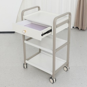 White Salon <b>Trolley</b> Rolling Utility <b>Cart</b> with Drawer 3 Tier Storage Organizer for Beauty Studio - Product Image 4
