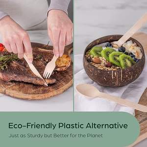 Vente en gros d'ensembles de <span class=keywords><strong>couverts</strong></span> en métal bambou naturel couteau jetable fourchette cuillère serviette en papier écologique résistant à la chaleur durable - Product Image 4