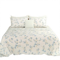 Parure de lit de luxe personnalisée 4 pièces brodée, style européen-américain, en polyester tricoté, garnissage 300 fils, qualité hôtelière 5 étoiles