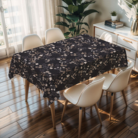 Nappe carrée RNPT à motif floral imprimé blanc cassé, résistante à la chaleur, style européen, pour fêtes et événements