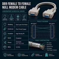 Câble de modem RS232 blindé DB9 femelle-femelle 1m, cordon de données série pour analyseur médical, balance de laboratoire