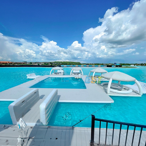 Luftdichte PVC-Wasserparty Aufblasbare Schwimmende Bootsplattform Sofa Luftliege Plattform Mit Zelt Aufblasbare Schwimmende Insel - Product Image 2