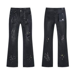 Jeans Góticos Vintage Personalizados para Hombre, 100% Algodón, Negros, Holgados, Ajustados, con Diseño de Calavera, Desgastados y Rotos - Product Image 6