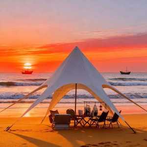 Auvent de camping en plein air personnalisé à prix d'usine, auvent en toile Oxford à étoile, auvent à pic unique, auvent de montagne, auvent de fête en plein air, <span class=keywords><strong>tente</strong></span> de réception - Product Image 2