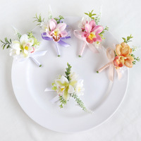 Ensemble de boutonnières et de corsages de poignet pour mariage, orchidée artificielle en soie, résistant à l'eau et aux UV, pour la mariée, le marié, les invités et les demoiselles d'honneur