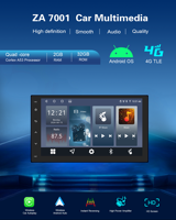 Reproductor de DVD para Auto Android 2 Din con 4 GB de RAM, 64 GB de ROM, GPS, Radio DSP, Bluetooth, FM, Colocación en Reposacabezas, Multimedia y Video