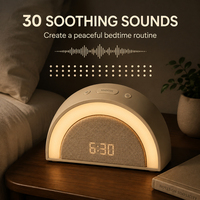 Réveil intelligent en forme d'arche avec lumière d'aube, 30 sons de sommeil, haut-parleur Bluetooth, lumière d'ambiance RVB, décoration de chevet