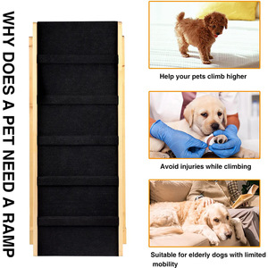Solid Wood Adjustable Dog Ramp Stairs Bedside <b>Ladder</b> For Dogs With Non Slip Surface Customizable Size Natural Color - Product Image 4