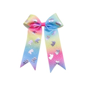 Nouveaux Nœuds Cheveux Brillants pour Filles, Longs Nœuds Arc-en-ciel avec Franges, Pinces à Cheveux pour Enfants, Accessoires Cheveux à Pompons, Vente Chaude 2026 - Product Image 2