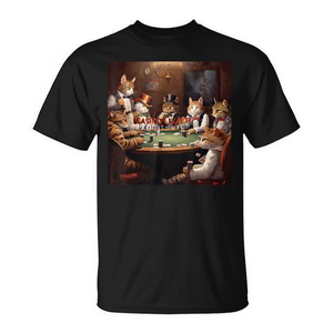 T-shirt pour les amateurs de chats et de poker, chats jouant au poker, cartes de jeu de casino pour les passionnés de poker - Product Image 2