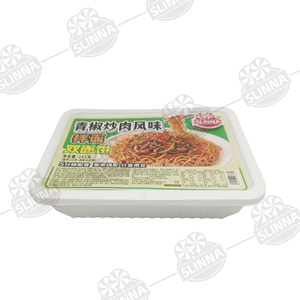 Nouilles instantanées en gros en boîte, saveur viande fritée au poivron vert, repas rapide prêt en 5 minutes, bloc <span class=keywords><strong>de</strong></span> nouilles double couche - Product Image 2