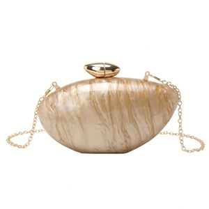 Dropshipping Shopify Shell Shape Acrylic Clutch Trendy Metallic Acrylic Evening Bag Shiny Egg <b>Purses</b> and Handbags - Product Image 1