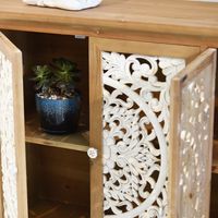 Meuble de rangement 4 portes pour salon, style pastoral rustique, en bois massif sculpté, décoration de style farmhouse