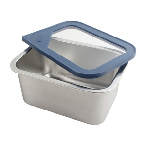 Rectangle Stainless Steel Food Container with Transparent Lid Airtight Leak Proof Single <b>Compartment</b> <b>Lunch</b> <b>Box</b> - Product Image 5