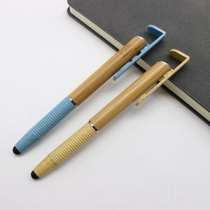 Vente en gros de porte-téléphone mobile 3 en 1, écran tactile, stylo à bille en bois de bambou, logo personnalisé - Product Image 6
