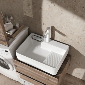 <span class=keywords><strong>Lavandino</strong></span> In ceramica con lavabo singolo resistente lavello lavello lavabo con lavello integrato con presa laterale per lavelli da <span class=keywords><strong>bagno</strong></span> facile da pulire - Product Image 4