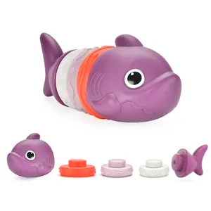 Empilage tri et nidification requin anneaux jouet pour enfants tout-petits bébés doux empileur blocs animaux jouets de bain