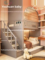 Lit superposé compact pour enfants, lit double ou triple pour jumeaux ou triplets, lit cabane pour chambre d'enfant avec rangement et conception sécurisée