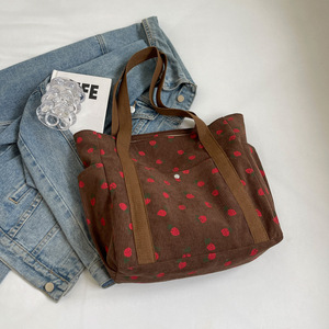 Custom Logo New Womens Corduroy Tote <b>Bag</b> <b>Large</b> Capacity Ladies <b>Shopping</b> Beach Shoulder Cute Tote <b>Bags</b> - Product Image 6
