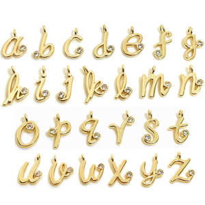 Strass placcato oro flottante Mini iniziali alfabeto minuscolo charm <span class=keywords><strong>a-z</strong></span> per bracciale collana - Product Image 6