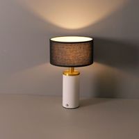 Lámpara de Mesa Moderna Recargable con Pantalla de Tela, Base de Mármol, Atenuación Táctil, 3 Colores, Luz Nocturna USB para Dormitorio, Mesita de Noche, Sala de Estar
