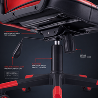 Chaise de jeu ergonomique à dossier haut, mécanisme d'inclinaison papillon, accoudoirs incurvés, chaise de bureau pivotante en cuir PU