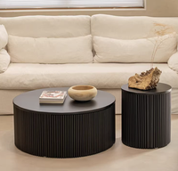 Table basse ronde en bois massif de style italien, table centrale noire, table d'appoint nordique, table à thé minimaliste
