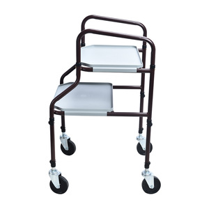 Chariot de rangement à quatre roues en alliage d'aluminium à double couche pour usage domestique et médical, chariot de service portable avec deux étagères - Product Image 3