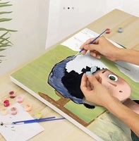 Peinture à l'huile numérique par numéros Tour Eiffel Néon sur toile en tissu pour enfants Décoration intérieure Écologique Durable