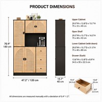 Armoire de rangement moderne en rotin, armoire de cuisine, buffet avec tiroirs, fabrication OEM ODM
