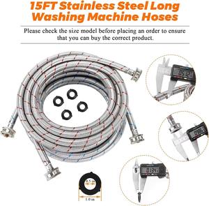 Manguera de Lavadora de Acero Inoxidable 304 Trenzada al Mejor Precio, 3/4'', Estándar Estadounidense, Manguera de Entrada a Prueba de Fugas - Product Image 5