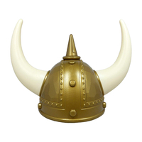 Casque de guerrier viking lumineux à LED, très populaire, avec chapeau doré et cornes clignotantes rouges et bleues, pour costume d'Halloween, autonomie de plus de 20 heures