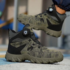 High Top Men Safety Shoes Steel Toe Rubber Outsole Anti Impact Puncture Resistant Breathable Work Boots All Seasons - Product Image 3