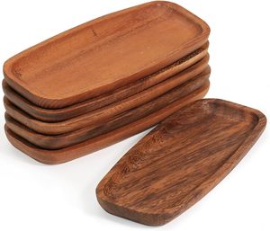 Bandeja Ovalada Clásica de Madera Maciza de Acacia Color Marrón Lumina, Ligera, Apilable, para Comida/Snacks/Aperitivos, Joyería, Uso General, Hecha de Madera - Product Image 1