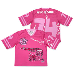 Maillots de football américain surdimensionnés à la mode à col en V avec coupe carrée en maille personnalisée - Product Image 3