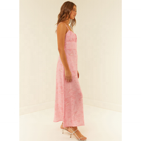 ENYA OEM ODM Femmes Slip Robe Romantique Silhouette Coupe Jupe Complète Robe à Bretelles Décolleté Doux Pur Lin Soirée Événement Filles Robe