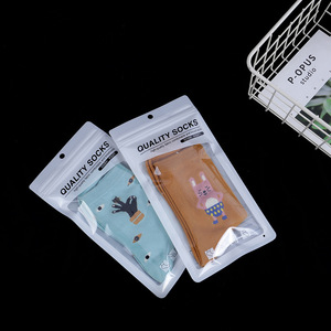 Sacchetti Bianchi Opachi Personalizzati con Stampa, Buste Piatte con Cerniera Trasparente su un Lato <span class=keywords><strong>per</strong></span> Imballaggio di Calzini, <span class=keywords><strong>Indumenti</strong></span> e Vestiti - Product Image 4