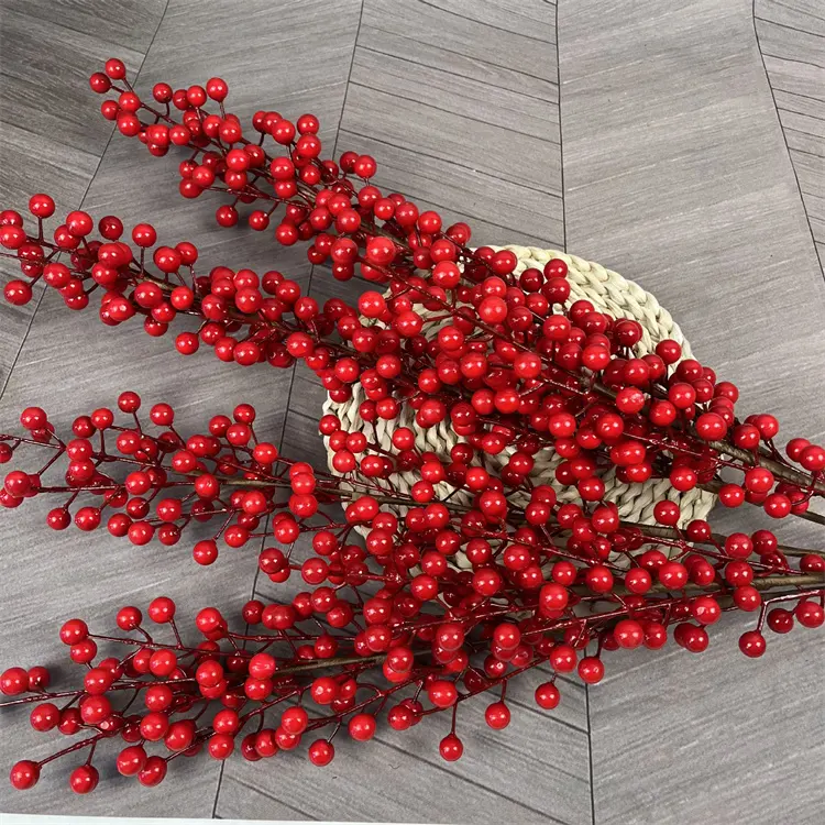 뜨거운 판매 RG-085 인공 베리 선택 홀리 열매 분기 크리스마스에 대 한 행운 과일 꽃