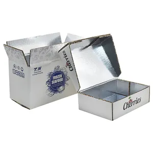 กล่องกระดาษแข็งบรรจุอาหารแช่แข็งเนื้อฉนวนกันความร้อนสำหรับขนส่งโซ่เย็นกล่องเค้กรีไซเคิลได้
