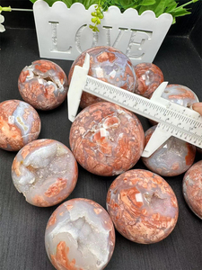 गर्म बिक्री प्राकृतिक क्रिस्टल दवा जेओड क्षेत्र प्राचीन गुलाबी एगेट बॉल - Product Image 3