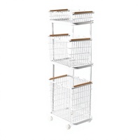 Panier à linge portable à trois niveaux en fer pour usage domestique, étagère de rangement pour salle de bain pour vêtements sales