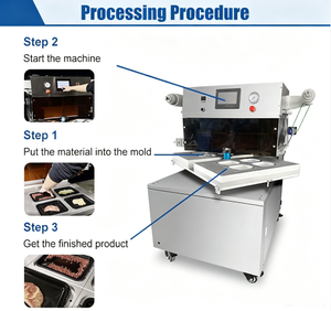 Máquina de Sellado de Bandejas de Plástico Preformadas Automáticas para Carnes Marinadas y Pechugas de Pollo Rellenas, para Envasado al Vacío con Bomba de Vacío - Product Image 6