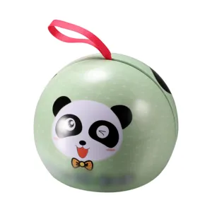 Boîte métallique en forme de boule, conteneur rond en étain, boîte cadeau design de dessin animé de Panda, emballage métallique