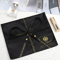 Pochette en Soie Satinée Type Enveloppe à Logo Personnalisé avec Nœud en Ruban pour Emballage de Perruques, Extensions Capillaires, Bijoux, Chaussures, Vêtements – Sac Anti-Poussière à Rabat