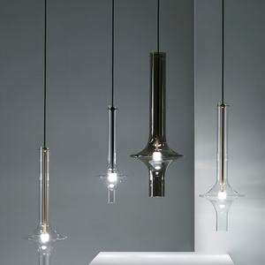 Lámpara <span class=keywords><strong>Colgante</strong></span> Moderna de Vidrio <span class=keywords><strong>Tubular</strong></span> Vertical, Lámpara de Techo Abocinada para Decoración de Hoteles y Hogares, Iluminación de Vidrio Directo de Fábrica - Product Image 3